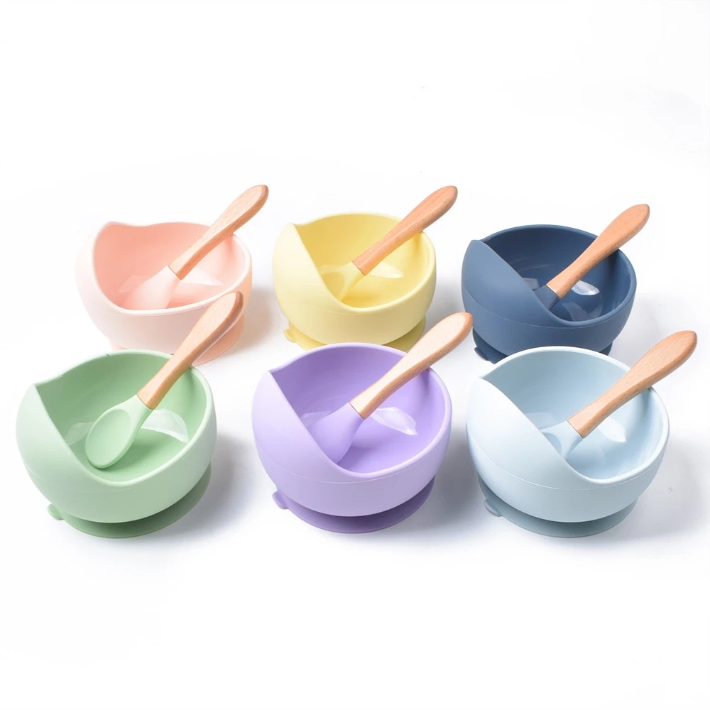 Hot Selling Eco-friendly Food-grade Silicone Tableware Set with Spoon Bowl for Toddlers and Kids